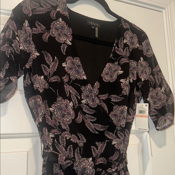 1.State Black and Pink Floral Mini Dress size 2 - Picture 5 of 7